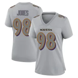 Women's Travis Jones Baltimore Ravens No.98 Game Atmosphere Fashion Jersey - Gray