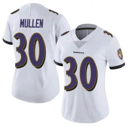 Women's Trayvon Mullen Baltimore Ravens No.30 Limited Vapor Untouchable Jersey - White