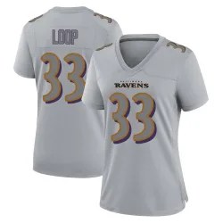 Women's Tyler Loop Baltimore Ravens No.33 Game Atmosphere Fashion Jersey - Gray