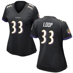 Women's Tyler Loop Baltimore Ravens No.33 Game Jersey - Black