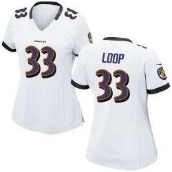 Women's Tyler Loop Baltimore Ravens No.33 Game Jersey - White