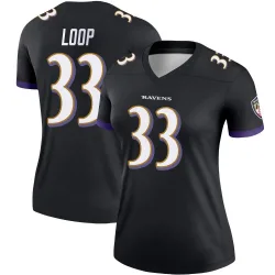 Women's Tyler Loop Baltimore Ravens No.33 Legend Jersey - Black