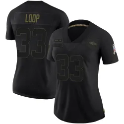 Women's Tyler Loop Baltimore Ravens No.33 Limited 2020 Salute To Service Jersey - Black