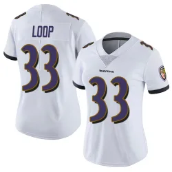 Women's Tyler Loop Baltimore Ravens No.33 Limited Vapor Untouchable Jersey - White