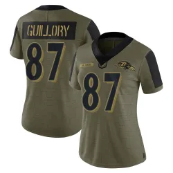 Women's Xavier Guillory Baltimore Ravens No.87 Limited 2021 Salute To Service Jersey - Olive