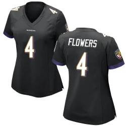 Women's Zay Flowers Baltimore Ravens No.4 Game Jersey - Black