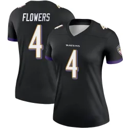 Women's Zay Flowers Baltimore Ravens No.4 Legend Jersey - Black
