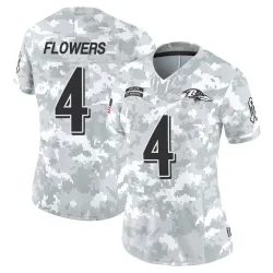 Women's Zay Flowers Baltimore Ravens No.4 Limited 2024 Salute to Service Jersey - Arctic Camo