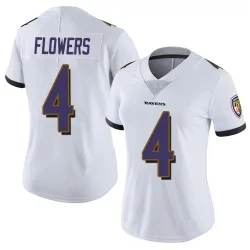 Women's Zay Flowers Baltimore Ravens No.4 Limited Vapor Untouchable Jersey - White