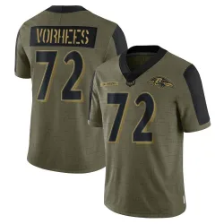 Youth Andrew Vorhees Baltimore Ravens No.72 Limited 2021 Salute To Service Jersey - Olive