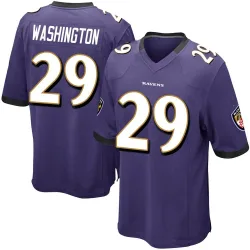 Youth Ar'Darius Washington Baltimore Ravens No.29 Game Team Color Jersey - Purple