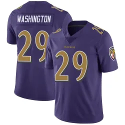 Youth Ar'Darius Washington Baltimore Ravens No.29 Limited Color Rush Vapor Untouchable Jersey - Purple