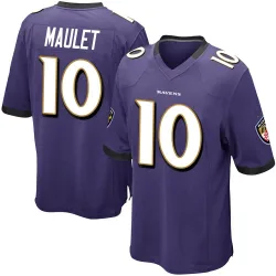 Youth Arthur Maulet Baltimore Ravens No.10 Game Team Color Jersey - Purple