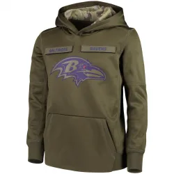 Youth Baltimore Ravens No. 2018 Salute to Service Pullover Performance Hoodie - Green