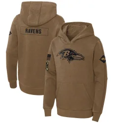 Youth Baltimore Ravens No. 2023 Salute to Service Club Fleece Pullover Hoodie - Brown