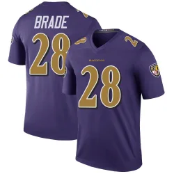 Youth Beau Brade Baltimore Ravens No.28 Legend Color Rush Jersey - Purple