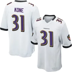 Youth Bilhal Kone Baltimore Ravens No.31 Game Jersey - White