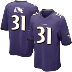 Youth Bilhal Kone Baltimore Ravens No.31 Game Team Color Jersey - Purple