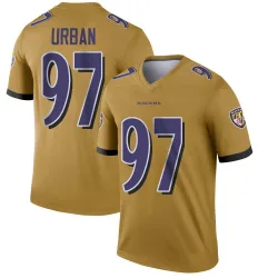 Youth Brent Urban Baltimore Ravens No.97 Legend Inverted Jersey - Gold