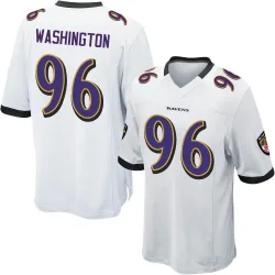 Youth Broderick Washington Baltimore Ravens No.96 Game Jersey - White