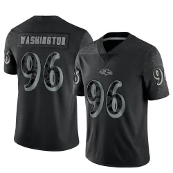 Youth Broderick Washington Baltimore Ravens No.96 Limited Reflective Jersey - Black