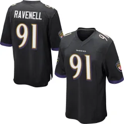 Youth C.J. Ravenell Baltimore Ravens No.91 Game Jersey - Black