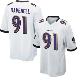 Youth C.J. Ravenell Baltimore Ravens No.91 Game Jersey - White