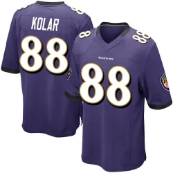 Youth Charlie Kolar Baltimore Ravens No.88 Game Team Color Jersey - Purple
