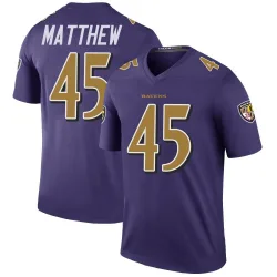 Youth Christian Matthew Baltimore Ravens No.45 Legend Color Rush Jersey - Purple