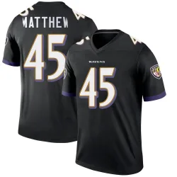Youth Christian Matthew Baltimore Ravens No.45 Legend Jersey - Black