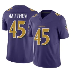 Youth Christian Matthew Baltimore Ravens No.45 Limited Vapor F.U.S.E. Jersey - Purple