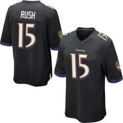Youth Cooper Rush Baltimore Ravens No.15 Game Jersey - Black