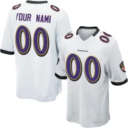 Youth Custom Baltimore Ravens No.00 Game Jersey - White