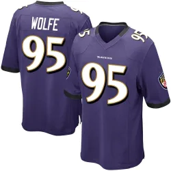 Youth Derek Wolfe Baltimore Ravens No.95 Game Team Color Jersey - Purple