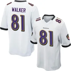 Youth Devontez Walker Baltimore Ravens No.81 Game Jersey - White