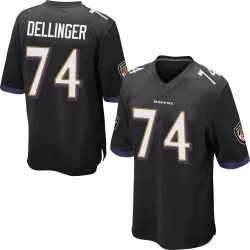 Youth Garrett Dellinger Baltimore Ravens No.74 Game Jersey - Black