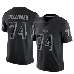 Youth Garrett Dellinger Baltimore Ravens No.74 Limited Reflective Jersey - Black