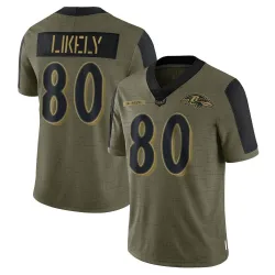 Youth Isaiah Likely Baltimore Ravens No.80 Limited 2021 Salute To Service Jersey - Olive