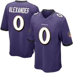 Youth Jaire Alexander Baltimore Ravens No.0 Game Team Color Jersey - Purple