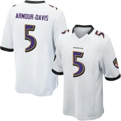 Youth Jalyn Armour-Davis Baltimore Ravens No.5 Game Jersey - White