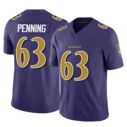 Youth Jared Penning Baltimore Ravens No.63 Limited Vapor F.U.S.E. Jersey - Purple