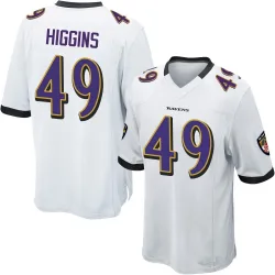 Youth Jay Higgins Baltimore Ravens No.49 Game Jersey - White