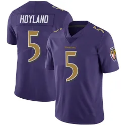 Youth John Hoyland Baltimore Ravens No.5 Limited Color Rush Vapor Untouchable Jersey - Purple