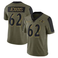 Youth John Jenkins Baltimore Ravens No.62 Limited 2021 Salute To Service Jersey - Olive