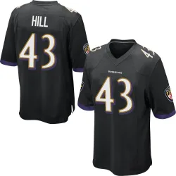 Youth Justice Hill Baltimore Ravens No.43 Game Jersey - Black