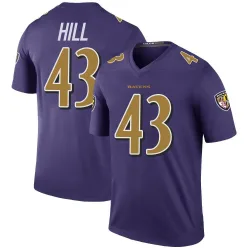 Youth Justice Hill Baltimore Ravens No.43 Legend Color Rush Jersey - Purple