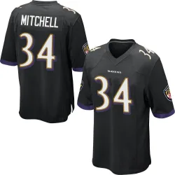 Youth Keaton Mitchell Baltimore Ravens No.34 Game Jersey - Black