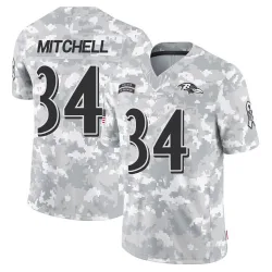 Youth Keaton Mitchell Baltimore Ravens No.34 Limited 2024 Salute to Service Jersey - Arctic Camo