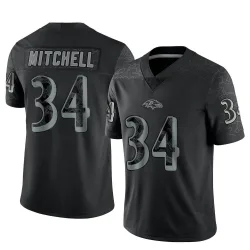 Youth Keaton Mitchell Baltimore Ravens No.34 Limited Reflective Jersey - Black