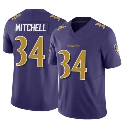 Youth Keaton Mitchell Baltimore Ravens No.34 Limited Vapor F.U.S.E. Jersey - Purple
